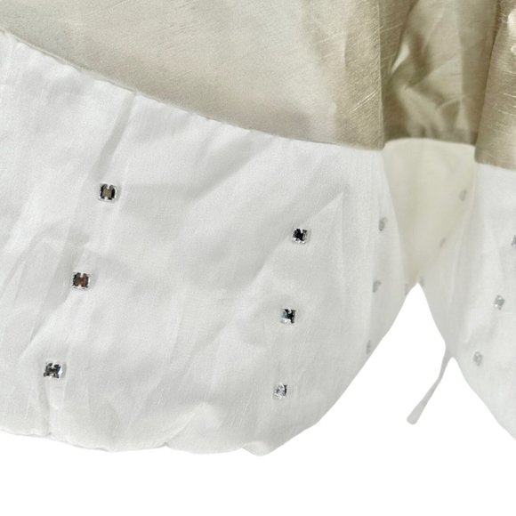 Rodeo Home Christmas Tree Skirt 56in Round Silver White Faux Gems Bling Accents - Picture 3 of 10